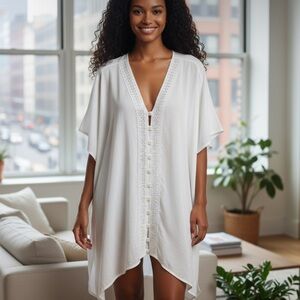 Xhilaration white sheer swim cover up m
